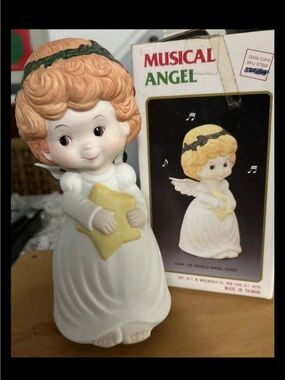Vintage Ceramic Musical Spinning Angel From Woolworth